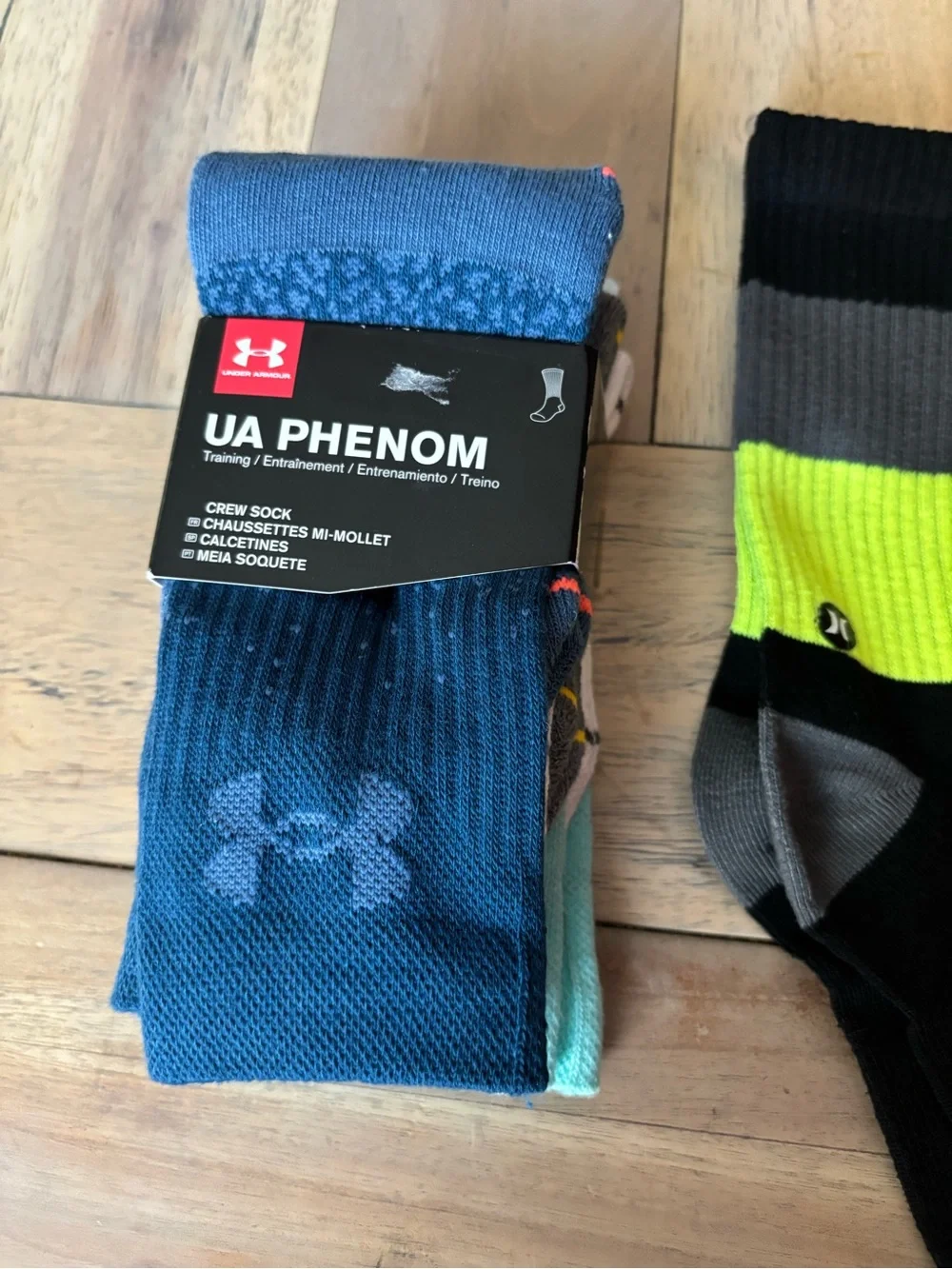 Under Armour Mixed Crew Socks Pack with Black and Neon Yellow Accent